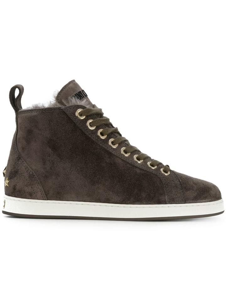 Jimmy Choo Velvet Lace-up Sneakers - Grey