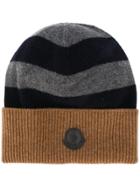 Moncler Striped Colour Block Hat - Brown
