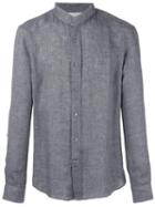 Brunello Cucinelli Mandarin Neck Shirt, Men's, Size: Medium, Grey, Linen/flax/cotton
