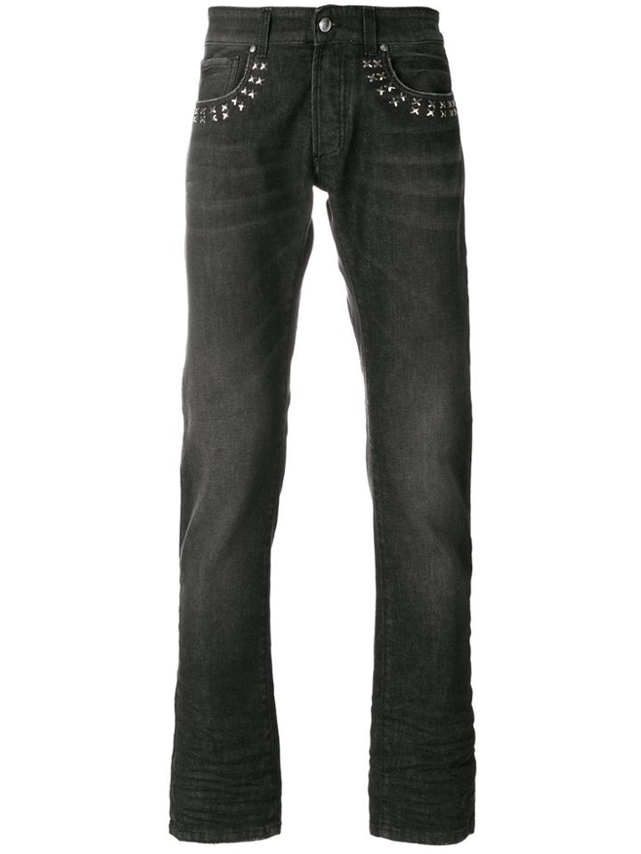 Versace Collection Studded Straight-leg Jeans - Black