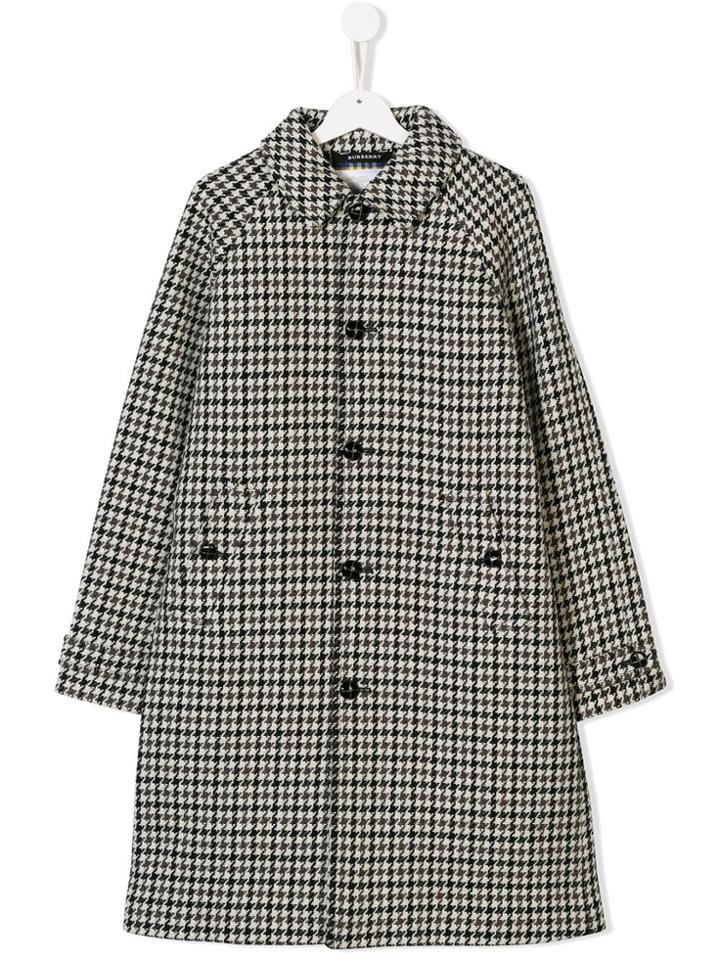Burberry Kids Teen Houndstooth Coat - Grey