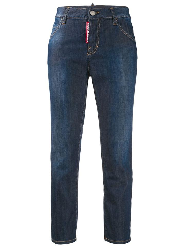 Dsquared2 Cropped Girlfriend Fit Jeans - Blue