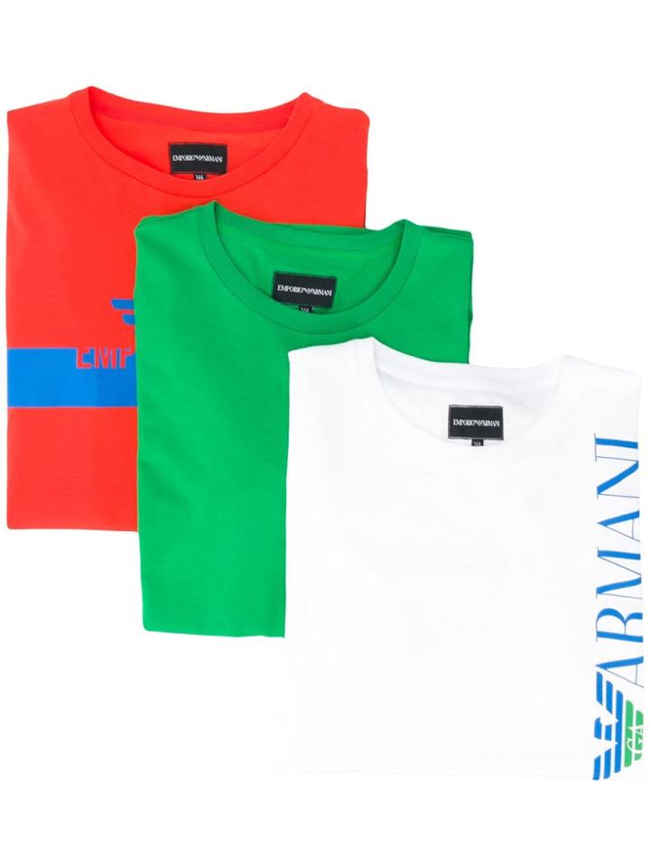 Emporio Armani Kids Logo T-shirt 3 Pack - Orange