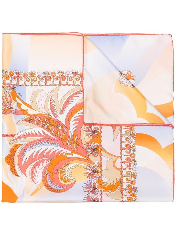 Emilio Pucci Acapulco Print Silk Square Scarf - Orange