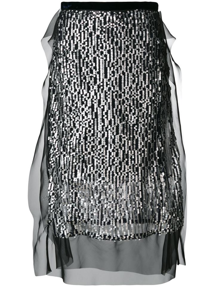 Sacai Sequin Midi Skirt - Blue