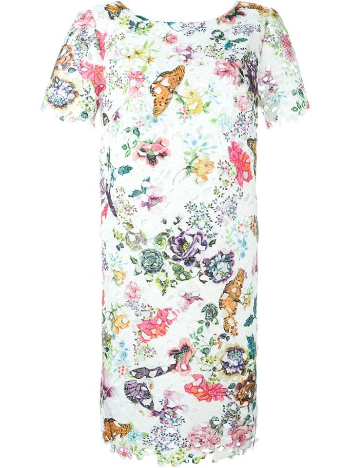 I'm Isola Marras Floral Embroidered Dress, Women's, Size: 42, White, Cotton/polyester/acetate/spandex/elastane
