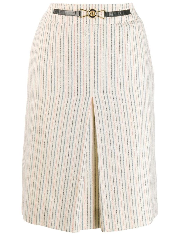 Céline Pre-owned Front Pleat Midi Skirt - Neutrals