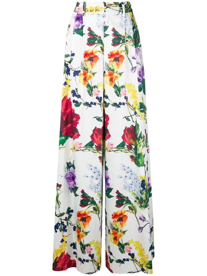 Alice+olivia Floral-print Pleated Palazzo Pants - Multicolour