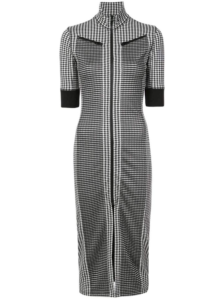 Proenza Schouler Pswl Gingham Zip Mockneck Dress - Black