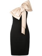 Badgley Mischka Large Bow-tie Fitted Dress - Black