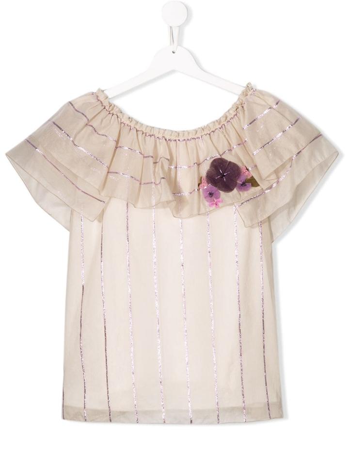 La Stupenderia Floral Detail Blouse - Neutrals