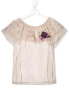 La Stupenderia Floral Detail Blouse - Neutrals