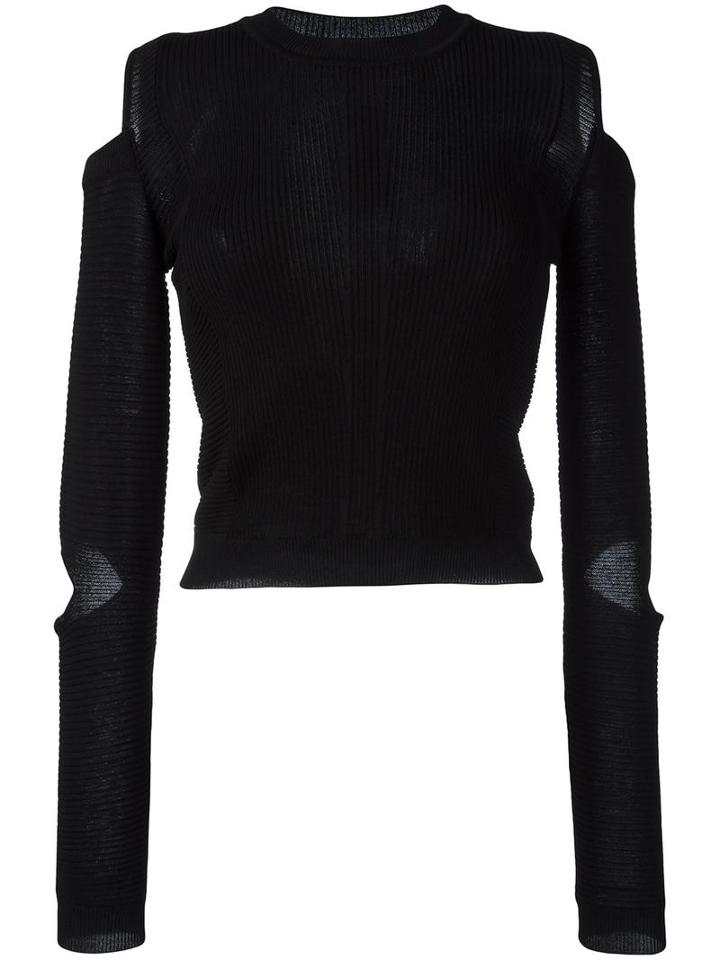 Versus Cut-off Shoulders Knit Blouse, Women's, Size: 40, Black, Viscose/polyester
