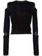 Versus Cut-off Shoulders Knit Blouse, Women's, Size: 40, Black, Viscose/polyester
