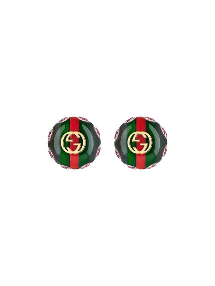 Gucci Vintage Web Earrings - Green
