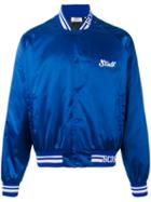 Gcds Satin Varsity Bomber Jacket, Men's, Size: Large, Blue, Polyester/polyamide