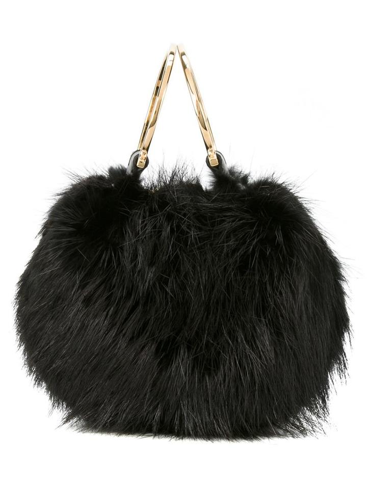 Salvatore Ferragamo Fur Shoulder Bag, Women's, Black