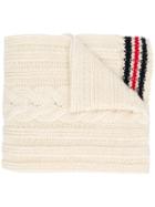 Thom Browne Intarsia Stripe Knitted Scarf - White
