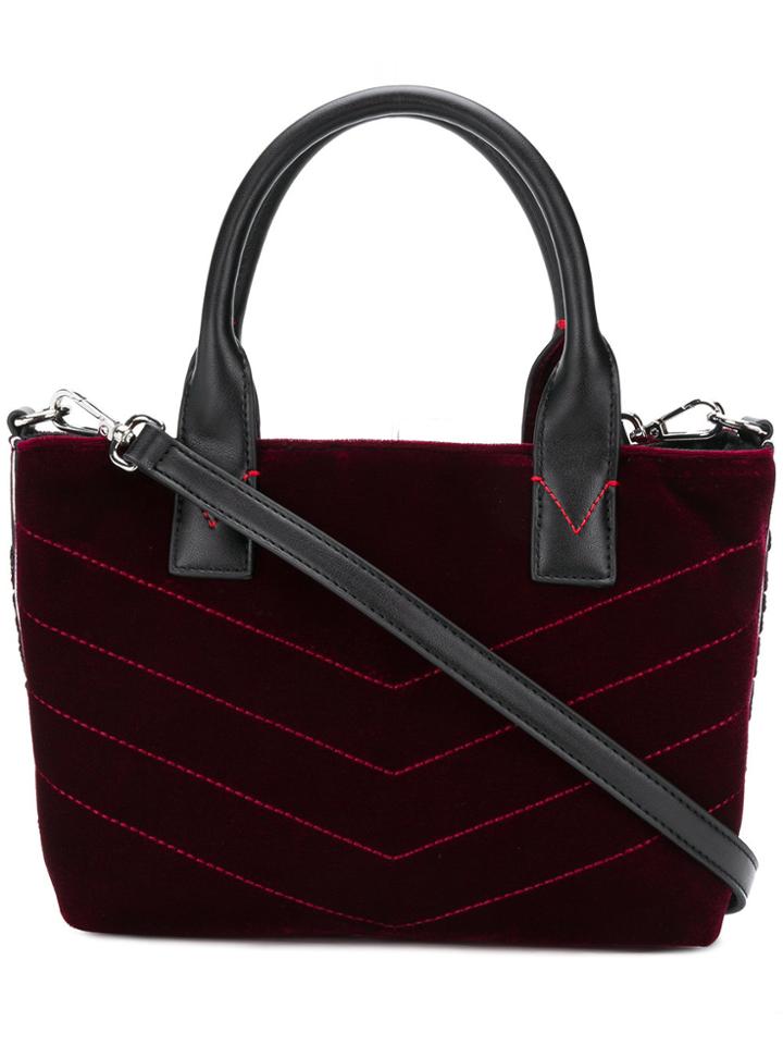 Pinko Small Velvet Shopping Bag - Red
