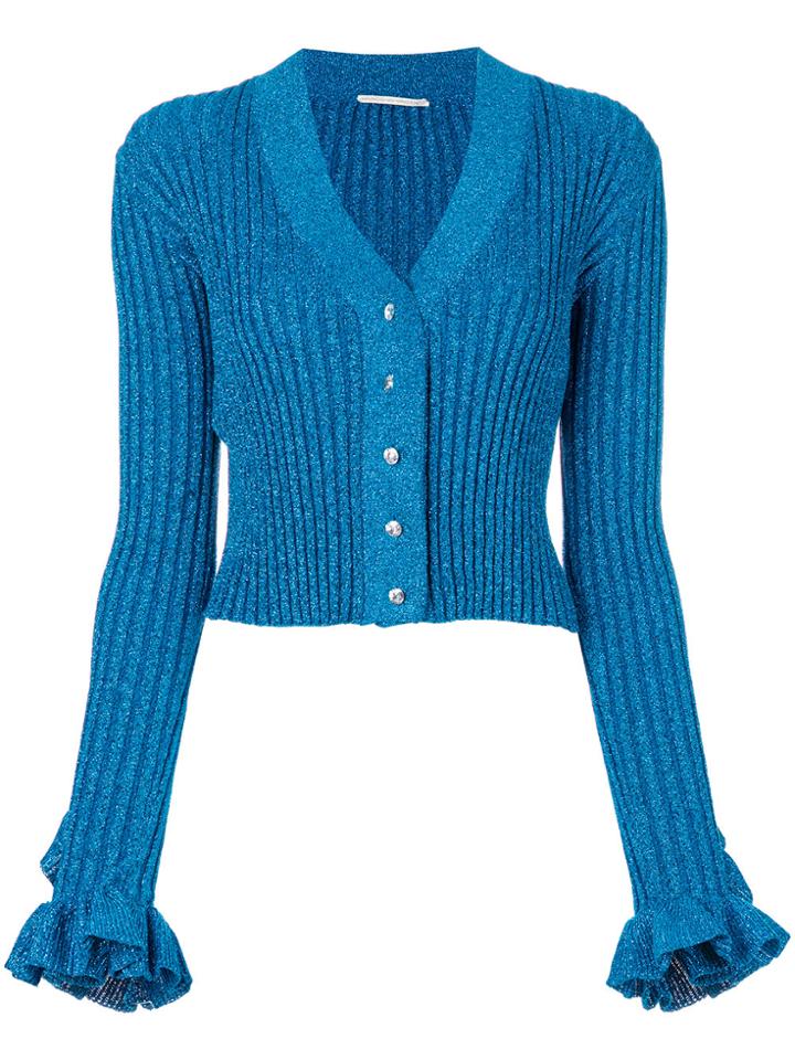 Marco De Vincenzo Ruffled Lurex Cardigan - Blue