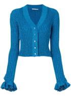 Marco De Vincenzo Ruffled Lurex Cardigan - Blue