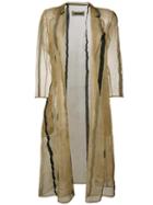 Uma Wang - Striped Coat - Women - Silk/linen/flax/polyamide - M, Nude/neutrals, Silk/linen/flax/polyamide