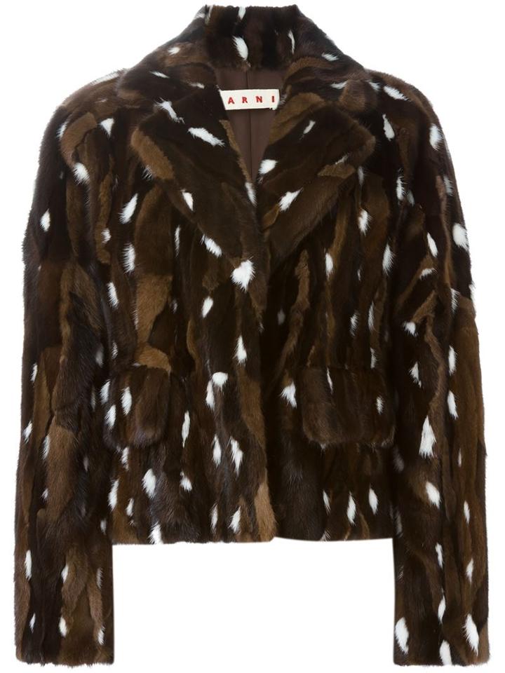Marni Cropped Jacket, Women's, Size: 42, Brown, Mink Fur/viscose