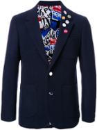 Doublet Pinned One Button Blazer, Men's, Size: 2, Blue, Nylon/wool