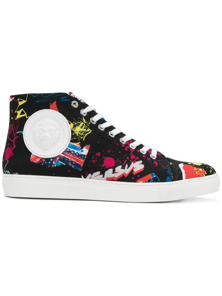 Versus Printed Hi-top Sneakers - Black