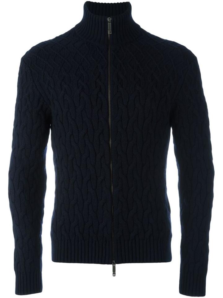 Etro Cable Knit Cardigan, Men's, Size: Xxxl, Blue, Wool
