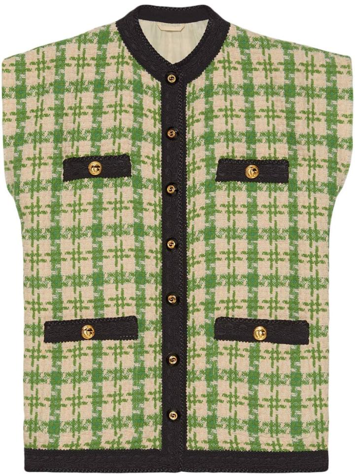 Gucci Houndstooth Gilet - Green