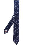 Thom Browne Striped Anchor Icon Necktie In Silk And Cotton - Blue