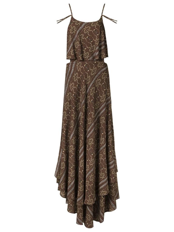 Lilly Sarti Printed Maxi Dress, Women's, Size: 38, Brown, Viscose
