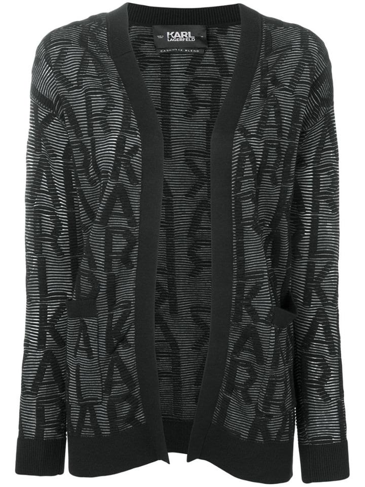 Karl Lagerfeld Fitted Logo Cardigan - Black