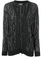 Karl Lagerfeld Fitted Logo Cardigan - Black