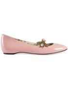 Gucci Patent Leather Ballet Flat With Bee - Pink & Purple