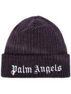 Palm Angels Logo Embroidered Beanie - Purple