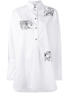 Kenzo - Embroidered Patch Shirt - Women - Cotton/polyester/viscose - 42, White, Cotton/polyester/viscose