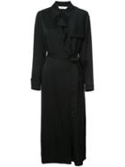 Kimora Lee Simmons Belted Silk Trench Coat - Blue