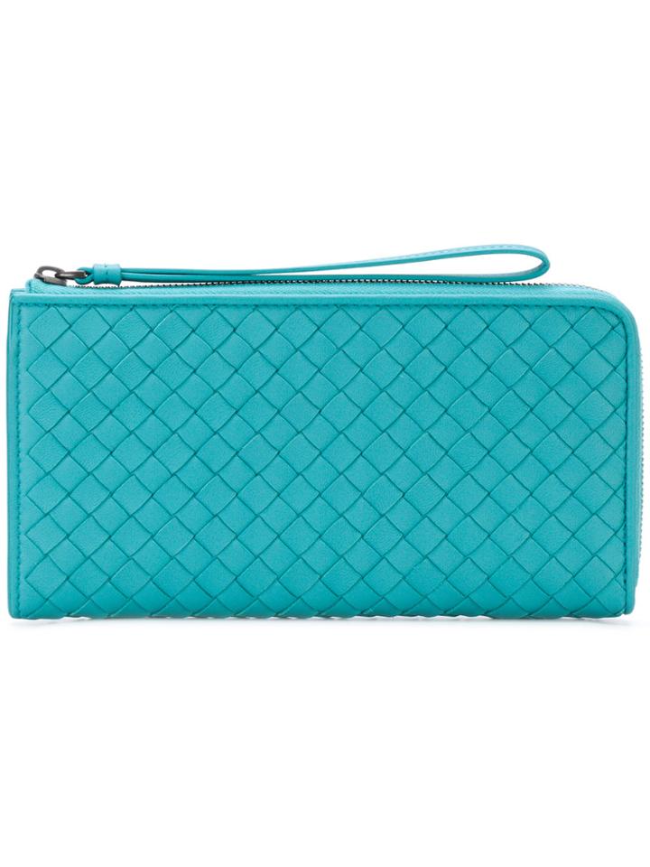 Bottega Veneta Textured All-around Zip Wallet - Blue