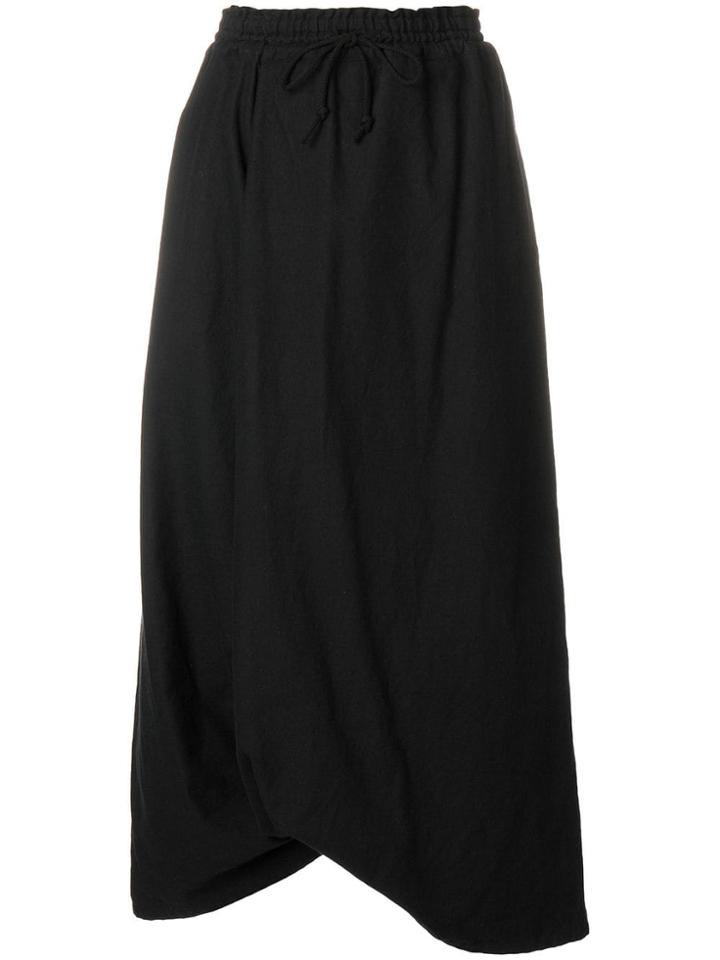 Y's High Waisted Asymmetric Skirt - Black