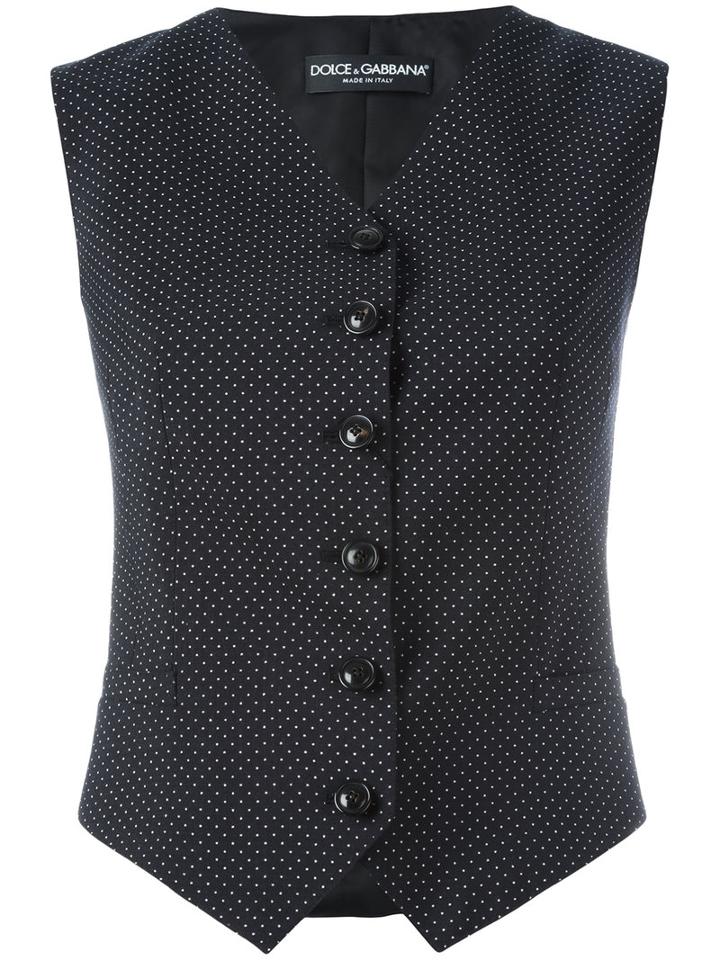 Dolce & Gabbana Polka Dot Waistcoat, Women's, Size: 44, Black, Cupro/virgin Wool