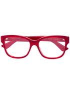 Gucci Eyewear Transparent Glitter Rectangular Glasses - Red