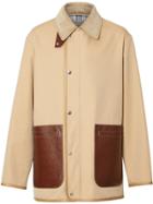 Burberry Monogram Leather Detail Cotton Jacket - Neutrals