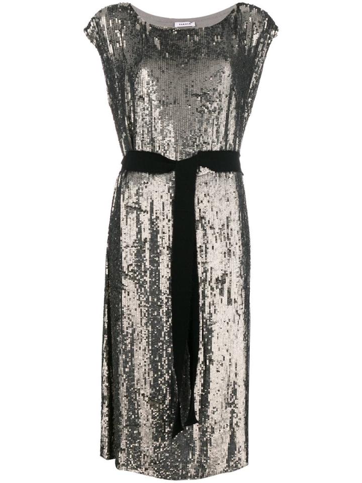 P.a.r.o.s.h. Sequins Embellished Cocktail Dress - Grey