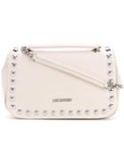 Studded Logo Shoulder Bag - Women - Polyurethane - One Size, Nude/neutrals, Polyurethane, Love Moschino