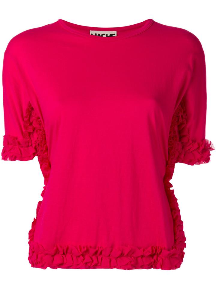 Hache Ruched Trim T-shirt, Women's, Size: 40, Pink/purple, Cotton