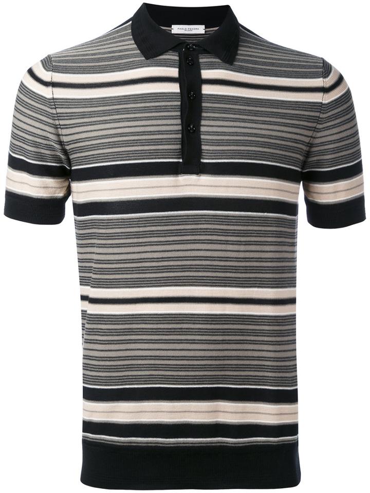 Paolo Pecora - Striped Polo Shirt - Men - Cotton - S, Black, Cotton