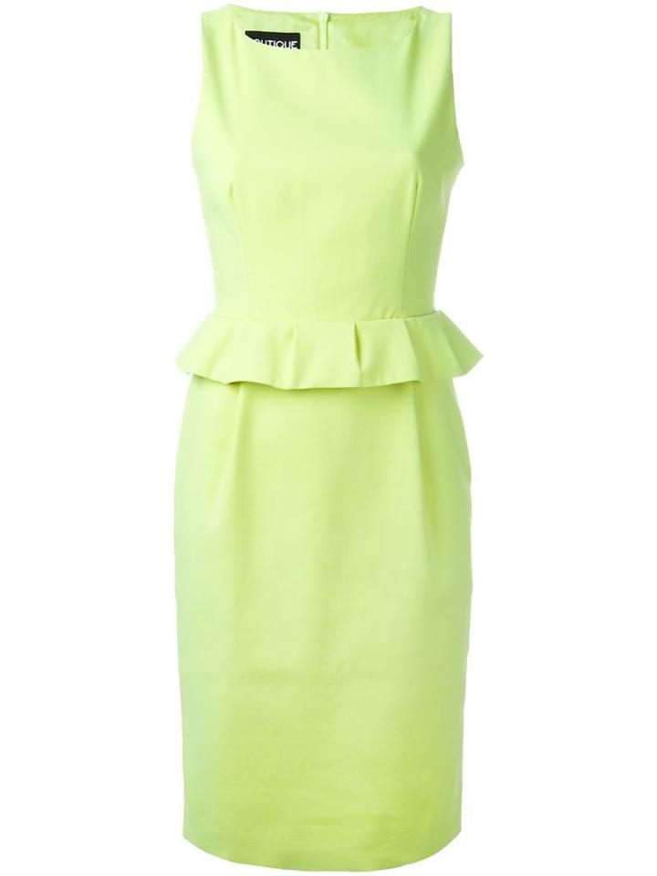 Boutique Moschino Peplum Waist Fitted Dress, Women's, Size: 44, Green, Cotton/other Fibres/rayon