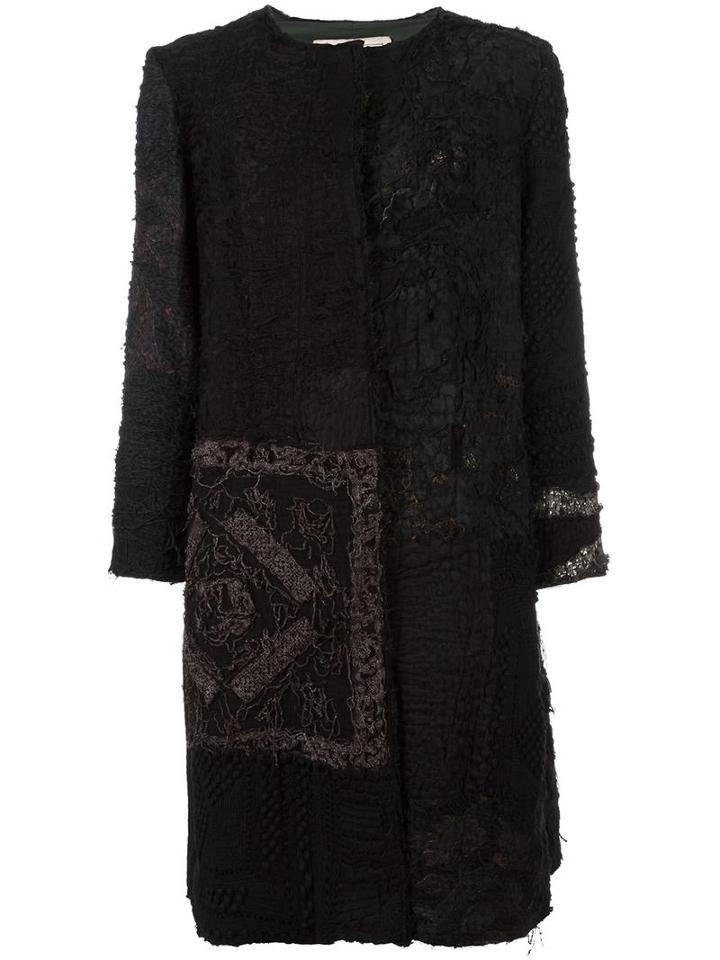 By Walid Hand Dyed Crocheted Panel Coat, Women's, Size: Medium, Black, Silk/cotton